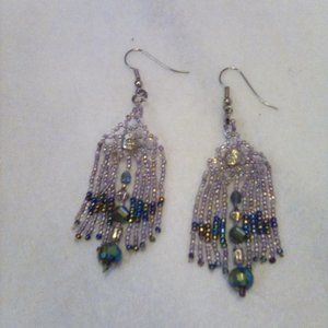 Hand Crafted  Light purple beaded earrings